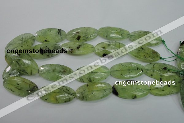 CRU141 15.5 inches 20*40mm faceted oval green rutilated quartz beads