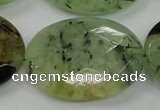 CRU142 15.5 inches 30*40mm faceted oval green rutilated quartz beads