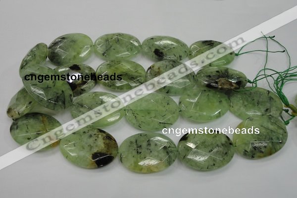 CRU142 15.5 inches 30*40mm faceted oval green rutilated quartz beads