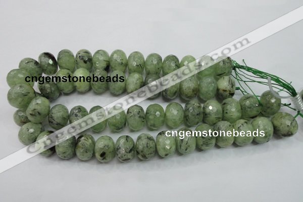 CRU144 15.5 inches 15*20mm faceted rondelle green rutilated quartz beads