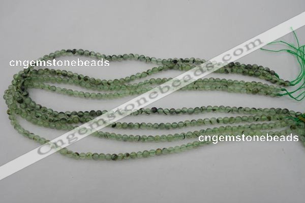 CRU145 15.5 inches 4mm round green rutilated quartz beads