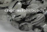 CRU15 15.5 inches 12*16mm faceted oval black rutilated quartz beads