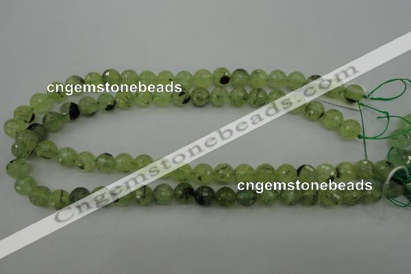 CRU153 15.5 inches 10mm faceted round green rutilated quartz beads