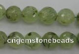 CRU154 15.5 inches 12mm faceted round green rutilated quartz beads