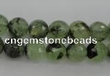 CRU155 15.5 inches 10mm faceted round green rutilated quartz beads