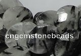 CRU16 15.5 inches 15*20mm faceted oval black rutilated quartz beads