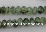 CRU162 15.5 inches 6*10mm faceted rondelle green rutilated quartz beads