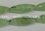 CRU167 15.5 inches 10*30mm faceted rice green rutilated quartz beads