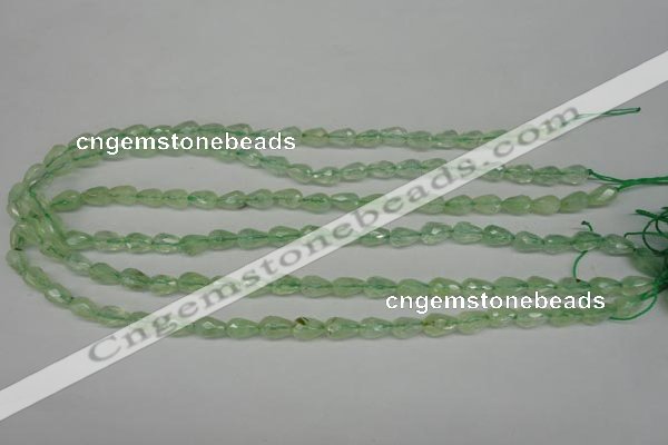 CRU170 15.5 inches 6*10mm faceted teardrop green rutilated quartz beads