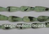 CRU172 15.5 inches 6*16mm faceted teardrop green rutilated quartz beads