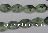 CRU188 15.5 inches 10*14mm faceted oval green rutilated quartz beads