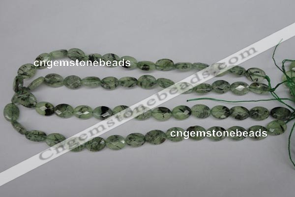 CRU188 15.5 inches 10*14mm faceted oval green rutilated quartz beads