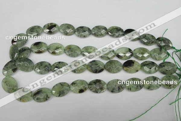 CRU190 15.5 inches 15*20mm faceted oval green rutilated quartz beads