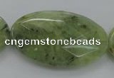 CRU192 15.5 inches 30*50mm faceted oval green rutilated quartz beads