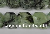 CRU194 Top-drilled 15*17mm faceted rectangle green rutilated quartz beads