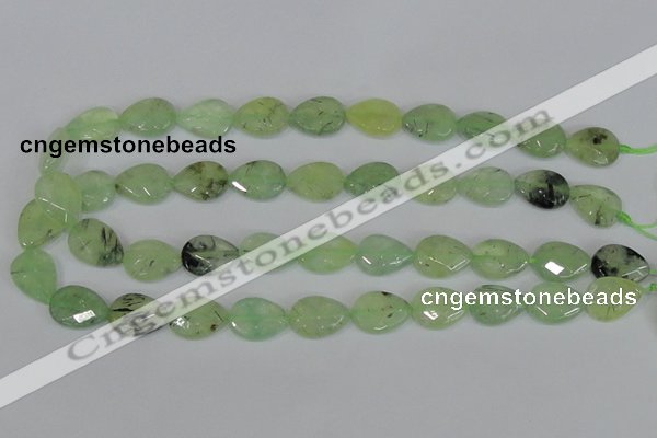 CRU209 13*18mm faceted flat teardrop green rutilated quartz beads