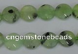 CRU210 15 inches 12mm faceted coin green rutilated quartz beads