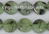 CRU211 15 inches 16mm faceted coin green rutilated quartz beads