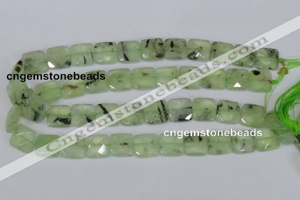 CRU213 15 inches 16*16mm faceted square green rutilated quartz beads