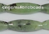 CRU214 15 inches 12*36mm faceted rice green rutilated quartz beads