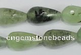 CRU215 15 inches 12*22mm faceted teardrop green rutilated quartz beads