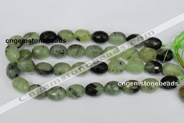 CRU216 15 inches 15*20mm faceted egg shape green rutilated quartz beads