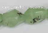 CRU218 15*20mm – 18*25 faceted nuggets green rutilated quartz beads