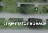 CRU220 15.5 inches 10*15mm faceted tube green rutilated quartz beads