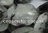 CRU23 15.5 inches 22*30mm faceted freeform black rutilated quartz beads