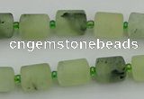 CRU231 15.5 inches 9*11mm tube matte green rutilated quartz beads