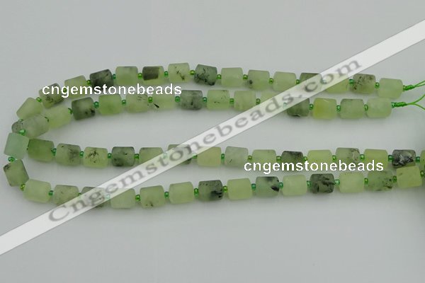 CRU231 15.5 inches 9*11mm tube matte green rutilated quartz beads