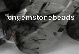 CRU24 15.5 inches 30*40mm faceted freeform black rutilated quartz beads