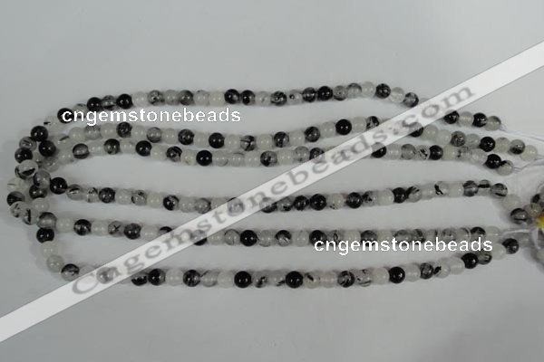 CRU302 15.5 inches 6mm round black rutilated quartz beads