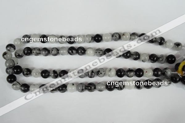 CRU304 15.5 inches 10mm round black rutilated quartz beads