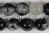 CRU307 15.5 inches 16mm round black rutilated quartz beads