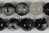 CRU307 15.5 inches 16mm round black rutilated quartz beads