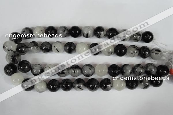 CRU307 15.5 inches 16mm round black rutilated quartz beads