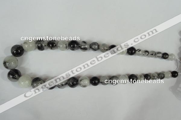 CRU321 15.5 inches 8mm - 16mm round black rutilated quartz beads