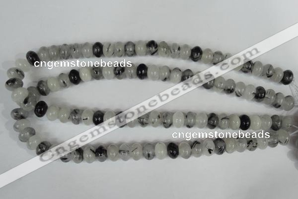 CRU325 15.5 inches 8*12mm rondelle black rutilated quartz beads