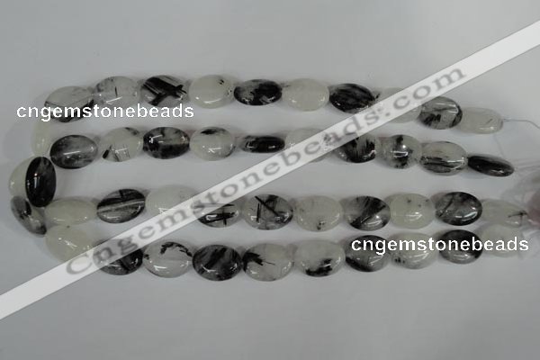 CRU333 15.5 inches 13*18mm oval black rutilated quartz beads