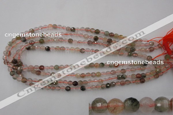 CRU401 15.5 inches 6mm faceted round Multicolor rutilated quartz beads