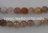 CRU402 15.5 inches 8mm faceted round Multicolor rutilated quartz beads