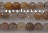 CRU403 15.5 inches 10mm faceted round Multicolor rutilated quartz beads