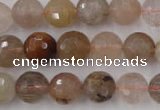 CRU404 15.5 inches 12mm faceted round Multicolor rutilated quartz beads