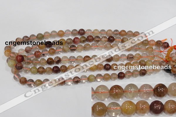CRU454 15.5 inches 9mm round Multicolor rutilated quartz beads