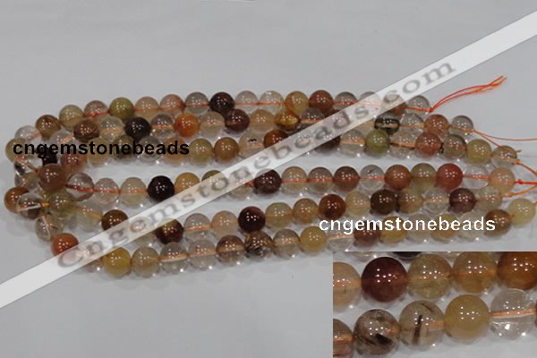 CRU455 15.5 inches 10mm round Multicolor rutilated quartz beads