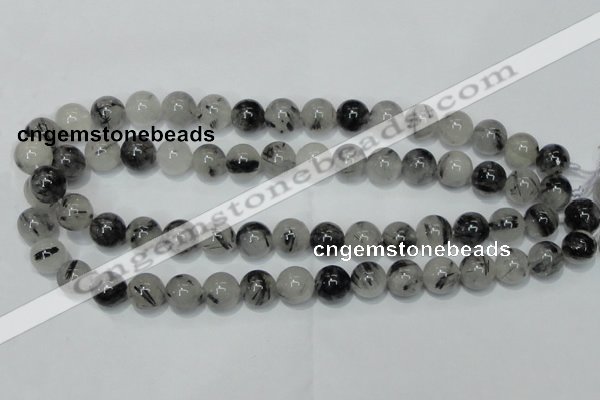 CRU50 15.5 inches 4mm round black rutilated quartz beads wholesale