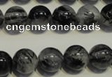 CRU504 15.5 inches 12mm round black rutilated quartz beads wholesale