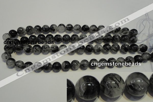 CRU504 15.5 inches 12mm round black rutilated quartz beads wholesale