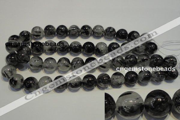 CRU506 15.5 inches 16mm round black rutilated quartz beads wholesale